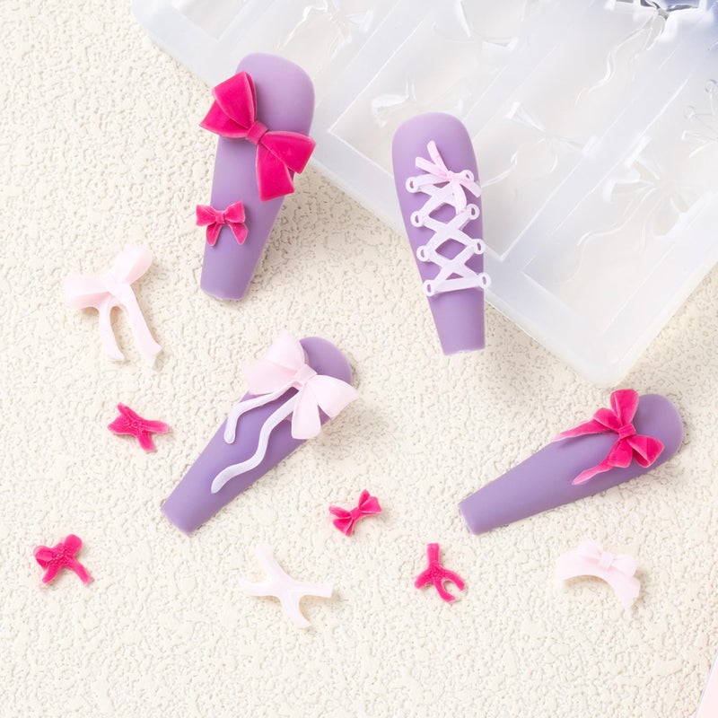 SmallCat Bowknot Silicone Nail Molds, Nail Molds for Nail Art, Bow Nail Charm Molds, Nail Art Molds 3D Silicone for Gel Manicure Decorations Accessories DIY Nail Supplies (1 Pcs) - Image 3